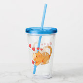Cute Loving Oranje Tabby Kitten Acryl Drinkbeker (Achterkant)