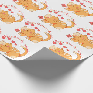 Cute Loving Oranje Tabby Kitten Cadeaupapier