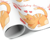 Cute Loving Oranje Tabby Kitten Cadeaupapier (Rol Hoek)