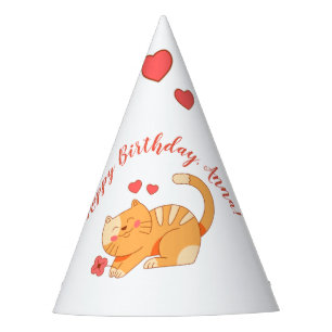 Cute Loving Oranje Tabby Kitten Feesthoedjes