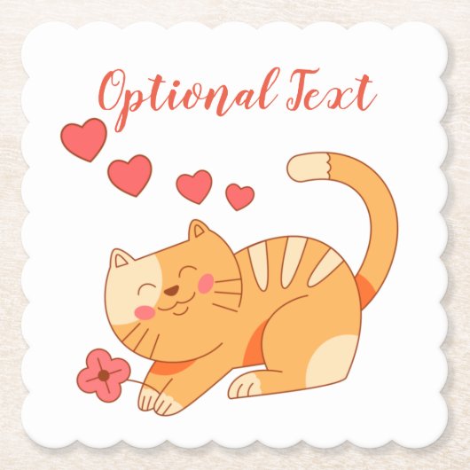 Cute Loving Oranje Tabby Kitten Kartonnen Onderzetters (Voorkant)
