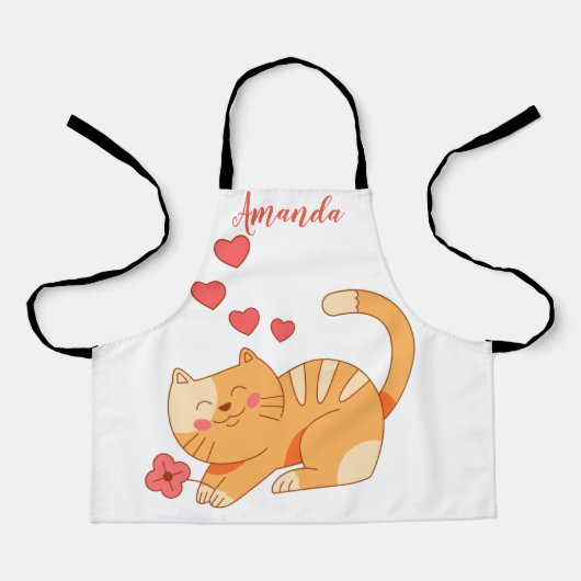 Cute Loving Oranje Tabby Kitten Schort (Voorkant)