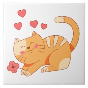 Cute Loving Oranje Tabby Kitten Tegeltje
