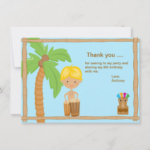 Cute Luau Boy Dank je kaart