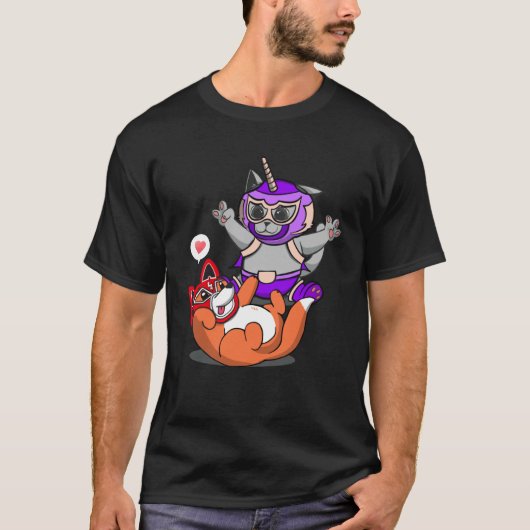 Cute  Luchador Dog and Unicorn Cat T-shirt (Voorkant)