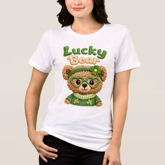 Cute Lucky Bear-shirt voor vrouwen 🍀 Tri-Blend Shirt