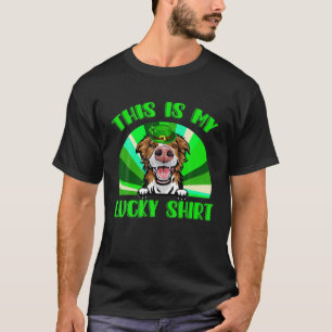 Cute Lucky Border Collie Happy St Patricks Day Fam T-shirt