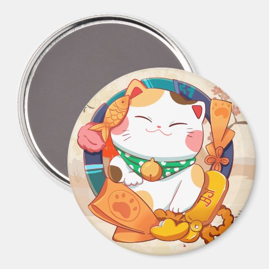 Cute Lucky Cat Magneet (Voorkant / Achterkant)