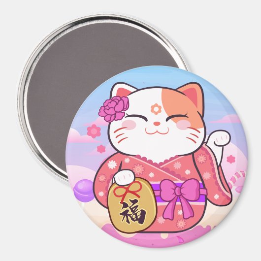 Cute Lucky Cat Magneet (Voorkant / Achterkant)