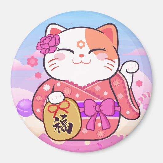 Cute Lucky Cat Magnet (Voorkant)