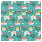 Cute Lucky Cat Pattern Stof (Close Up)