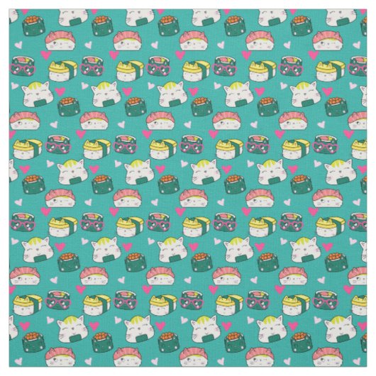 Cute Lucky Cat Pattern Stof (Swatch)