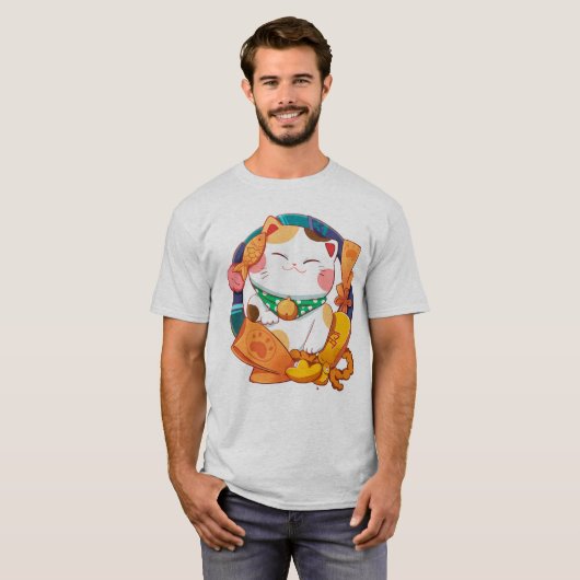Cute Lucky Cat T-shirt (Voorkant volledig)