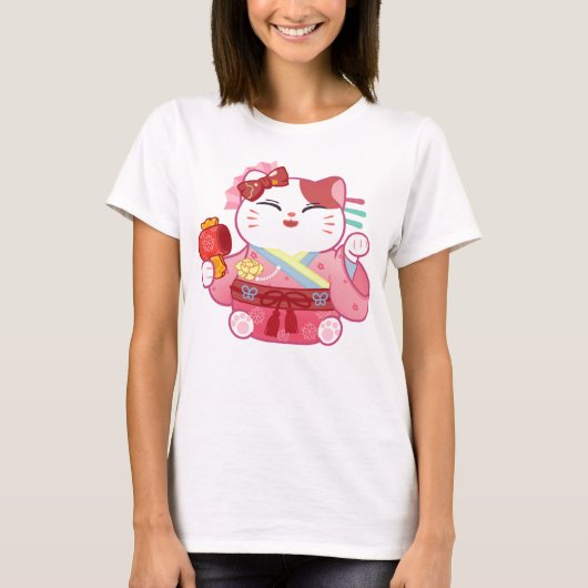 Cute Lucky Cat T-Shirt (Voorkant)