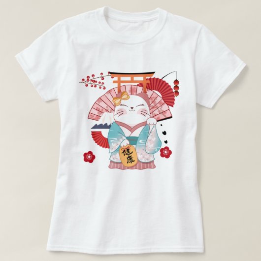 Cute Lucky Cat T-Shirt (Design voorkant)
