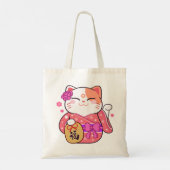 Cute Lucky Cat Tote Bag (Achterkant)