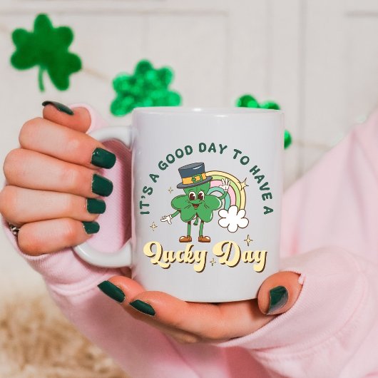 Cute Lucky Clover Retro Rainbow – St. Paddy’s Day Koffiemok