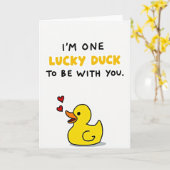 Cute Lucky Duck Love Card Kaart (Gele Bloem)