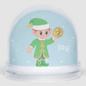 Cute Lucky Elf Holding a Gold Coin Snow Globe Sneeuwbol (Voorkant)