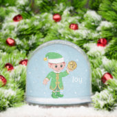 Cute Lucky Elf Holding a Gold Coin Snow Globe Sneeuwbol (Kerstmis)