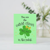 Cute Lucky Four Leaf Clover Happy St. Patricks Day Feestdagenkaart (Staand voorkant)
