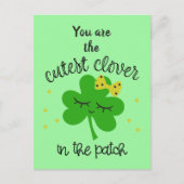 Cute Lucky Four Leaf Clover Happy St. Patricks Day Feestdagenkaart (Voorkant)