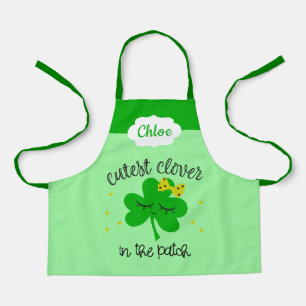 Cute Lucky Four Leaf Clover St. Patricks Day Kinde Schort
