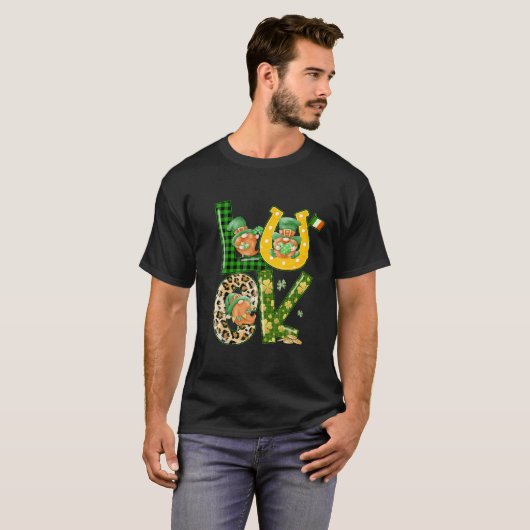 Cute Lucky Gnome Shamrock Happy St Patricks Day Fa T-shirt (Voorkant volledig)