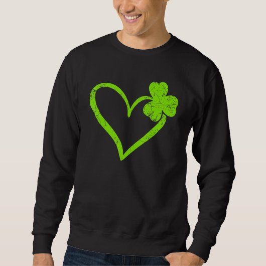 Cute Lucky Heart Shamrock Happy St Patricks Day Fa Trui (Voorkant)