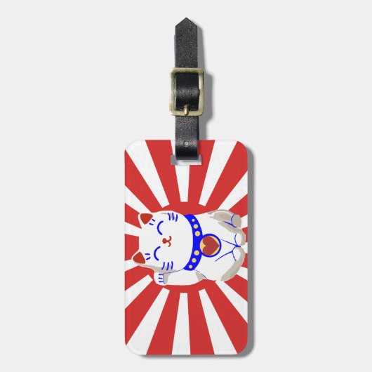 Cute Lucky leuke neko kat rood en wit Bagagelabel (Voorkant verticaal)