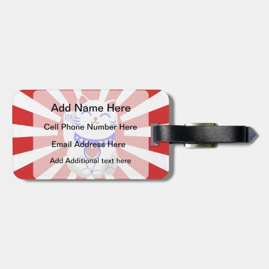 Cute Lucky leuke neko kat rood en wit Bagagelabel (Achterkant horizontaal)