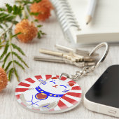 Cute Lucky leuke neko kat rood en wit Sleutelhanger (Voorkant Rechts)