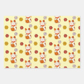 Cute Lucky Maneki-neko Gamer Dice Pattern Inpakpapier Vel (Voorkant 2)