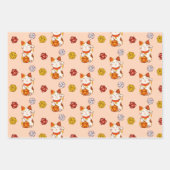 Cute Lucky Maneki-neko Gamer Dice Pattern Inpakpapier Vel (Voorkant)