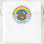 Cute Lucky Poop Ronde Sticker (Tas)