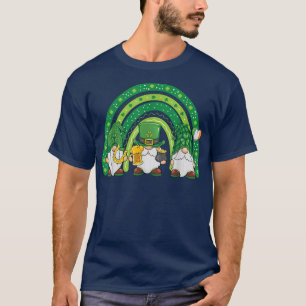 Cute Lucky Rainbow Gnome Happy St Patricks Day Fam T-shirt