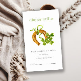 Cute Lucky Shamrock Diaper Raffle Baby shower Informatiekaartje