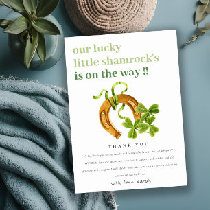 Cute Lucky Shamrock St Patrick's Day Baby shower Bedankkaart