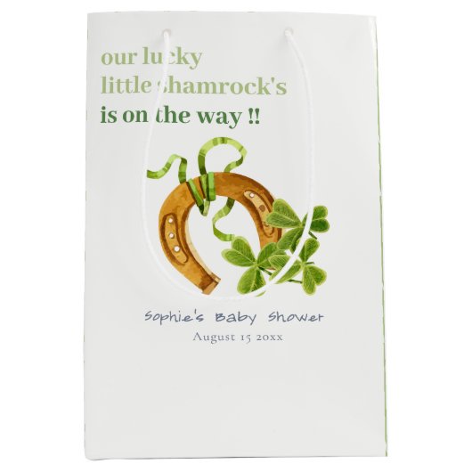 Cute Lucky Shamrock St Patrick's Day Baby shower Medium Cadeauzakje (Voorkant)
