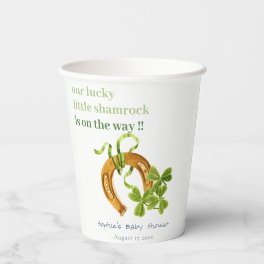 Cute Lucky Shamrock St Patrick's Day Baby shower Papieren Bekers (Achterkant)
