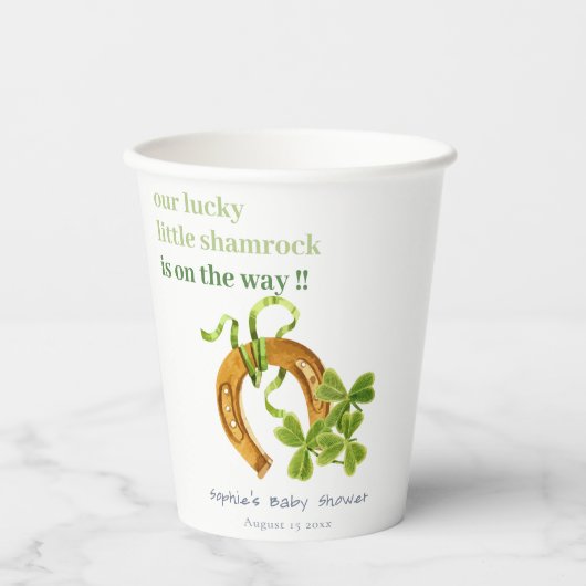 Cute Lucky Shamrock St Patrick's Day Baby shower Papieren Bekers (Voorkant)