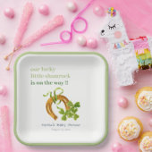 Cute Lucky Shamrock St Patrick's Day Baby shower Papieren Bordje (Feest)