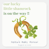Cute Lucky Shamrock St Patrick's Day Baby shower Vierkante Sticker (Voorkant)