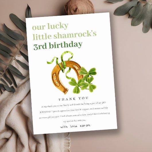 Cute Lucky Shamrock St Patrick's Day Kinderen Birt Bedankkaart