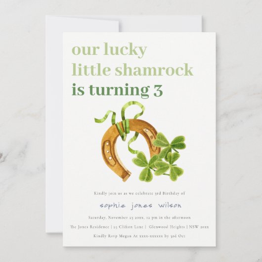 Cute Lucky Shamrock St Patrick's Day Kinderen Birt Kaart (Voorkant)