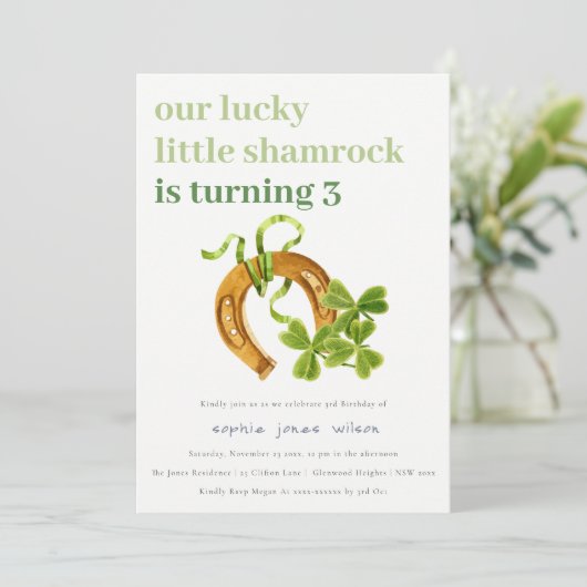 Cute Lucky Shamrock St Patrick's Day Kinderen Birt Kaart (Staand voorkant)