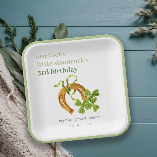 Cute Lucky Shamrock St Patrick's Day Kinderen Birt Papieren Bordje