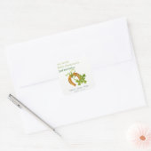 Cute Lucky Shamrock St Patrick's Day Kinderen Birt Vierkante Sticker (Envelop)