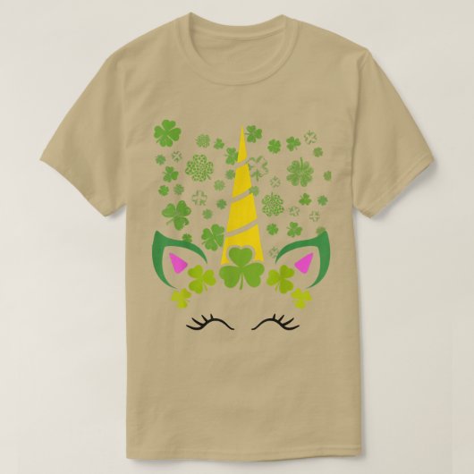 Cute Lucky Shamrock Unicorn Face St Patricks Days T-shirt (Design voorkant)