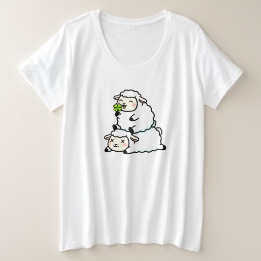 Cute Lucky Sheep St. Patrick's Day Clover Grote Maat T-shirt (Design voorkant)